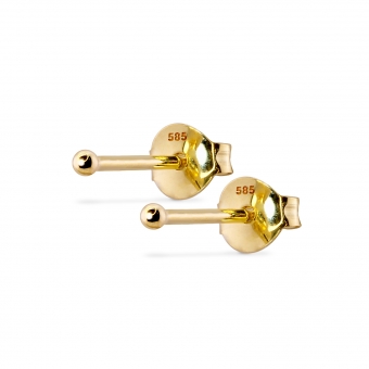 Yellow Gold Plain Ball 1.5mm Stud Earrings