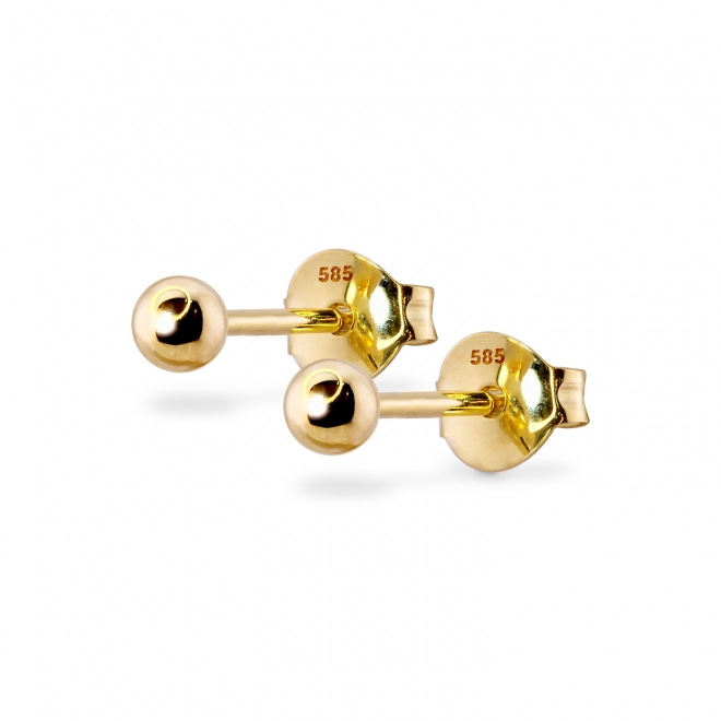 Plain Gold Ball 3mm Stud Earrings