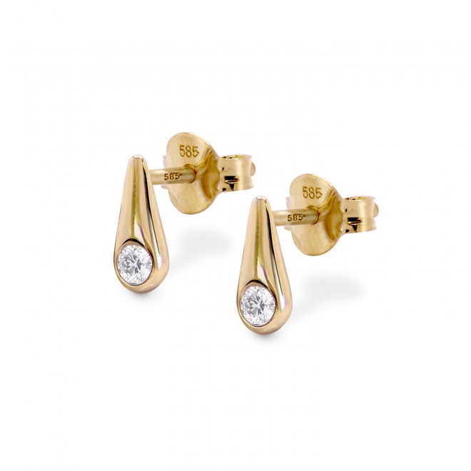 Drop Stud Earrings with Solitaire Diamond
