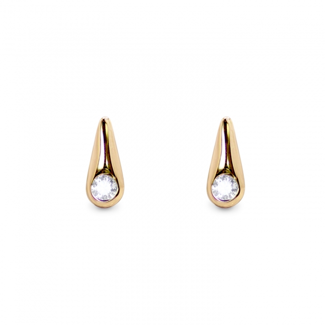 Drop Stud Earrings with Solitaire Diamond