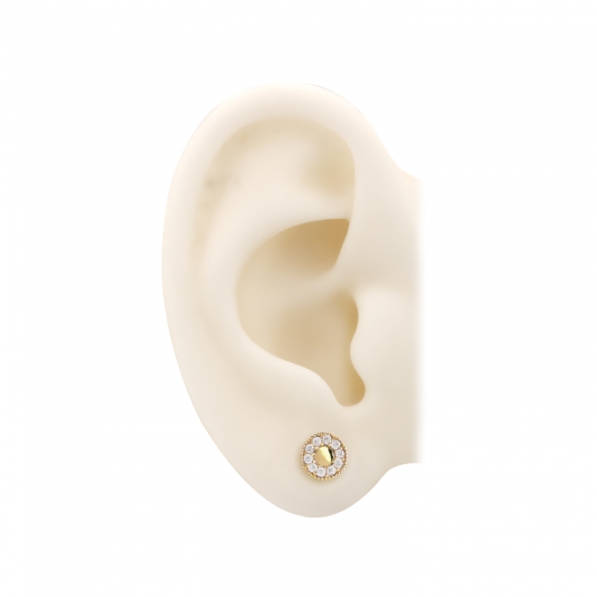 Golden Mooncake Halo Diamonds Stud Earrings