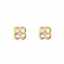 Gold Flower Stud Earrings with Diamonds