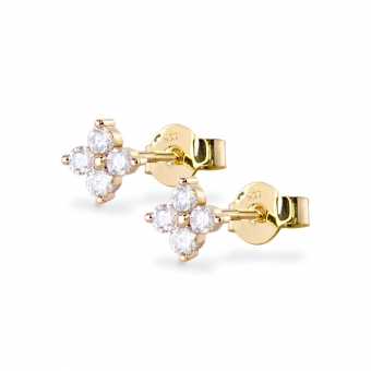 4 Diamonds Cluster Set Stud Earrings