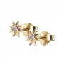 8 Points Star Octagram Gold Stud Earrings with Solitaire Gemstone