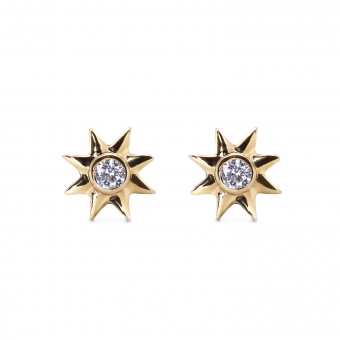 8 Points Star Octagram Gold Stud Earrings