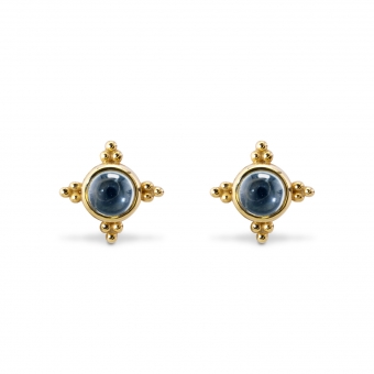 3mm Cabochon Shape Gemstones Bezel Setting Stud Earrings