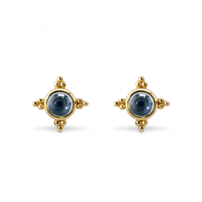 3mm Cabochon Shape Gemstones Bezel Setting Stud Earrings