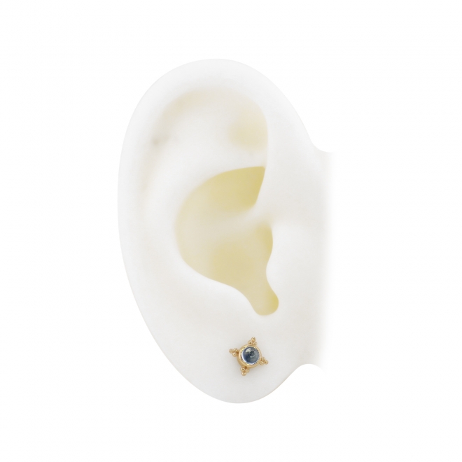 3mm Cabochon Shape Gemstones Bezel Setting Stud Earrings