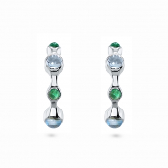 Cabochon Shape Gemstones Inner Hoop Stud Earrings