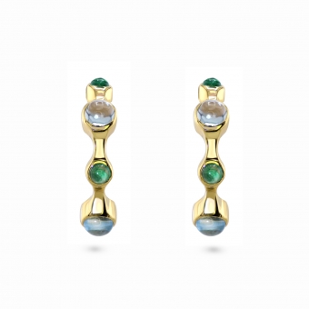 Cabochon Shape Gemstones Inner Hoop Stud Earrings Cabochon Shape Gemstones Inner Hoop Stud Earrings