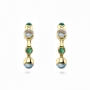 Cabochon Shape Gemstones Inner Hoop Stud Earrings