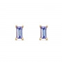 Four Prong Baguette Stud Earrings with Solitaire Gemstone