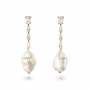 Dangling Diamonds and Baroque Pearl Stud Earrings
