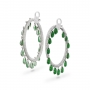 Cabochon Pear Shape Green Jade Dangling Hoop Diamonds
