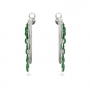 Cabochon Pear Shape Green Jade Dangling Hoop Diamonds