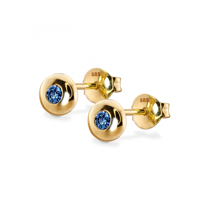 Round Diamond Gold Button Stud Earrings