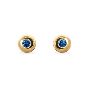 Round Diamond Gold Button Stud Earrings
