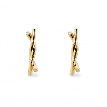 Solid Gold Knot Stud Earrings with Diamonds