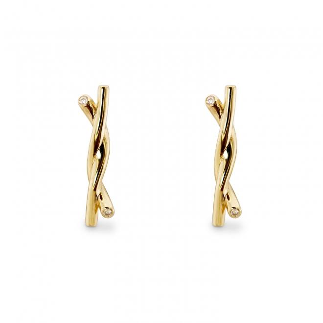 Solid Gold Knot Stud Earrings with Diamonds