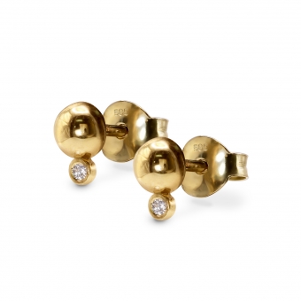 Two Dot with Solitaire Diamonds Stud Earrings