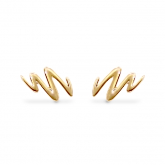Gold Draw Line Stud Earrings