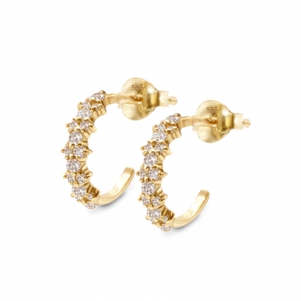 Inner Hoop Stud Earrings with Pair Round Diamonds