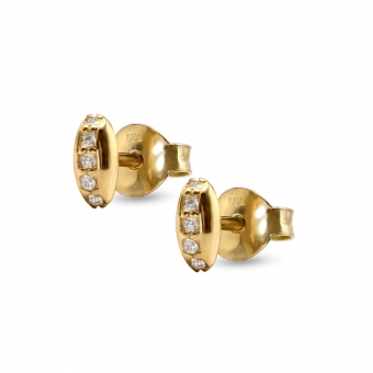 Oval Shape Stud Earrings with 10 Diamonds