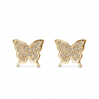 Butterfly Shape Stud Earrings with Diamonds