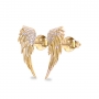 Wings Shape Solid Gold Stud Earrings with 44 Diamonds