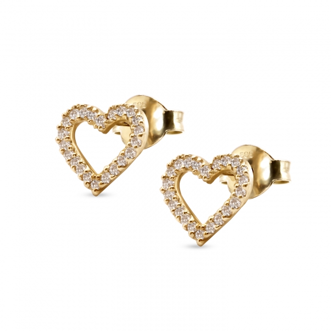 Heart Shape Stud Earrings With 44 Diamonds