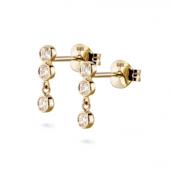 Dangling Stud Earrings with 6 Diamonds