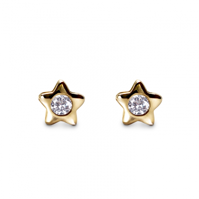 Star Shape Stud Earring with 2 Diamonds﻿