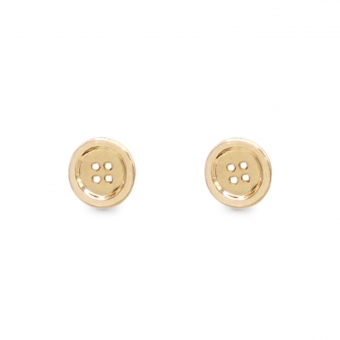 Gold Button Shape Stud Earrings