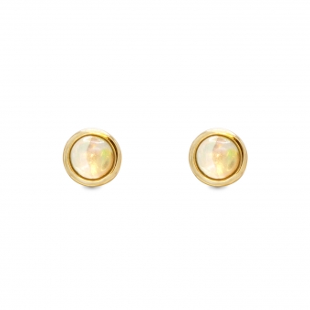 Bezel Setting 4mm Cabochon Shape Natural Opal Stone Stud Earrings