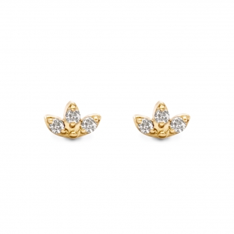 Three Leaves Stud Earrings with Diamonds