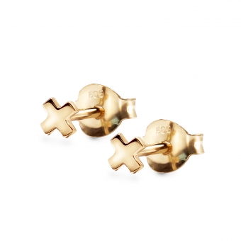 Plus Shape Gold Stud Earring