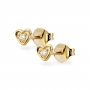 Heart Shape Gold Stud Earrings With Solitaire Diamonds