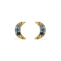 Crescent Moon Shape with 6 Diamonds Stud Earrings