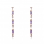 Round Diamonds and Baguette Sapphires Stud Earrings