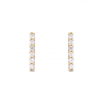 Bar Stud Earrings with Gemstones
