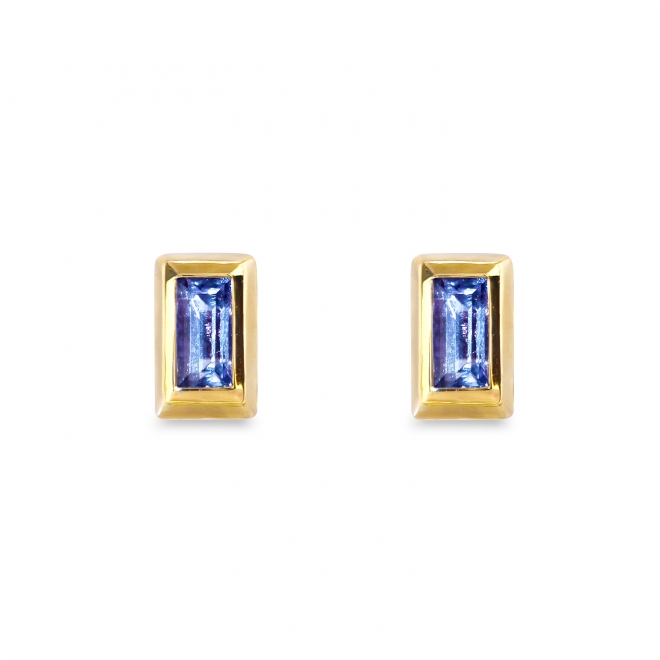 Baguette Stud Earrings with Gemstones