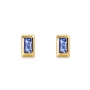 Baguette Stud Earrings with Solitaire Gemstones