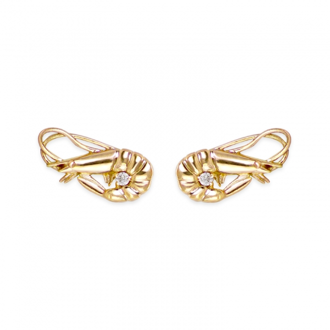 Shrimp Stud Earrings with Diamond I