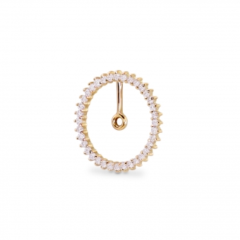 Large Circle Shape Attachment for Stud Earring with Diamonds