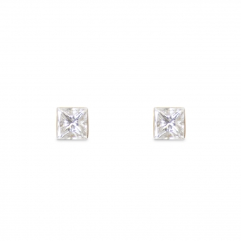 Invisible Princess Cut Diamond 2mm Stud Earrings