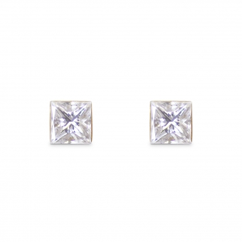 Invisible Princess Cut Diamond 3.6mm Stud Earring
