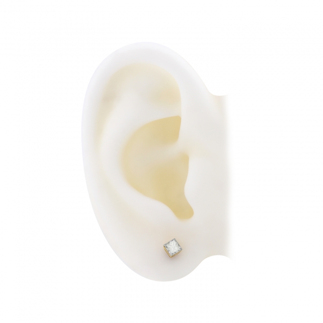 Invisible Princess Cut Diamond 3.6mm Stud Earring