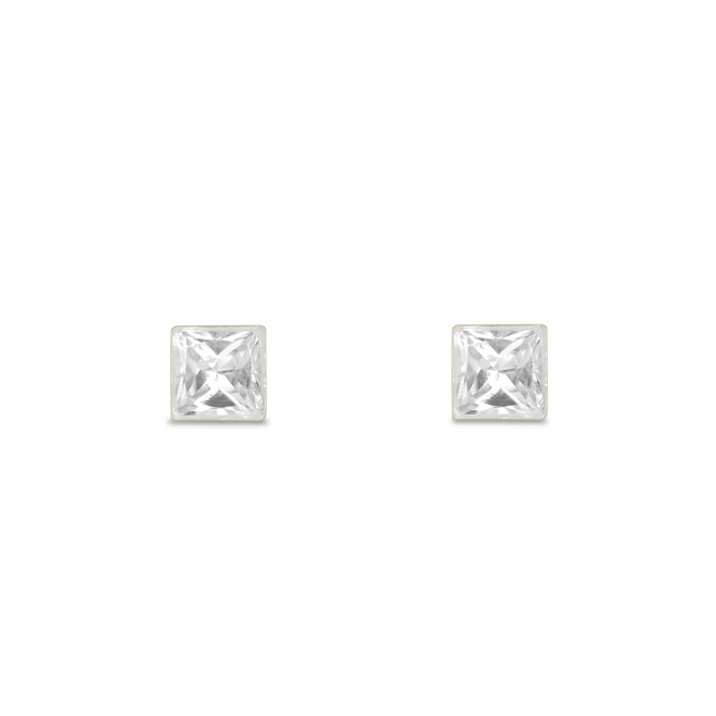 2.1mm Princess-Cut Invisible Square Set Diamond Stud Earring