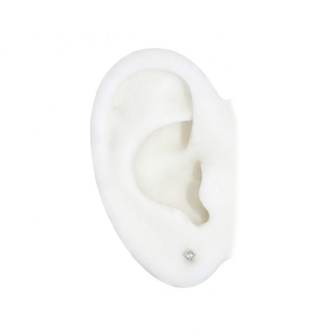2.1mm Princess-Cut Invisible Square Set Diamond Stud Earring