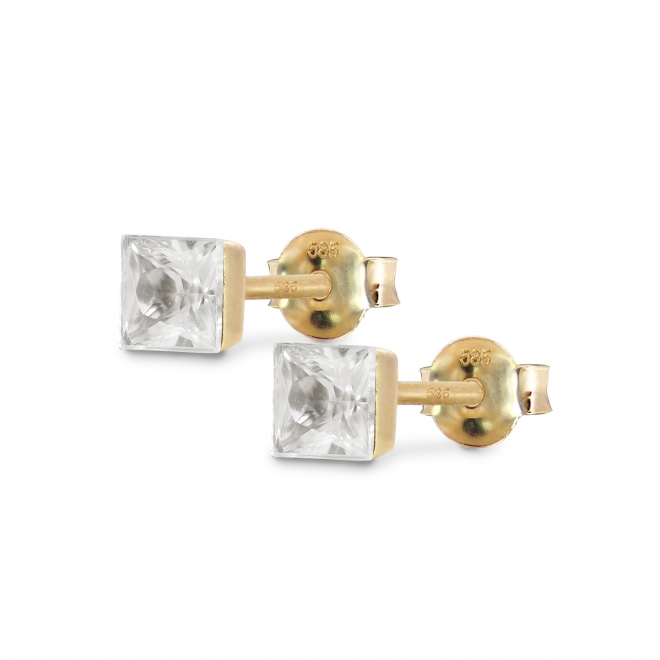 3.6mm Princess-Cut Invisible Square Set Diamond Stud Earring